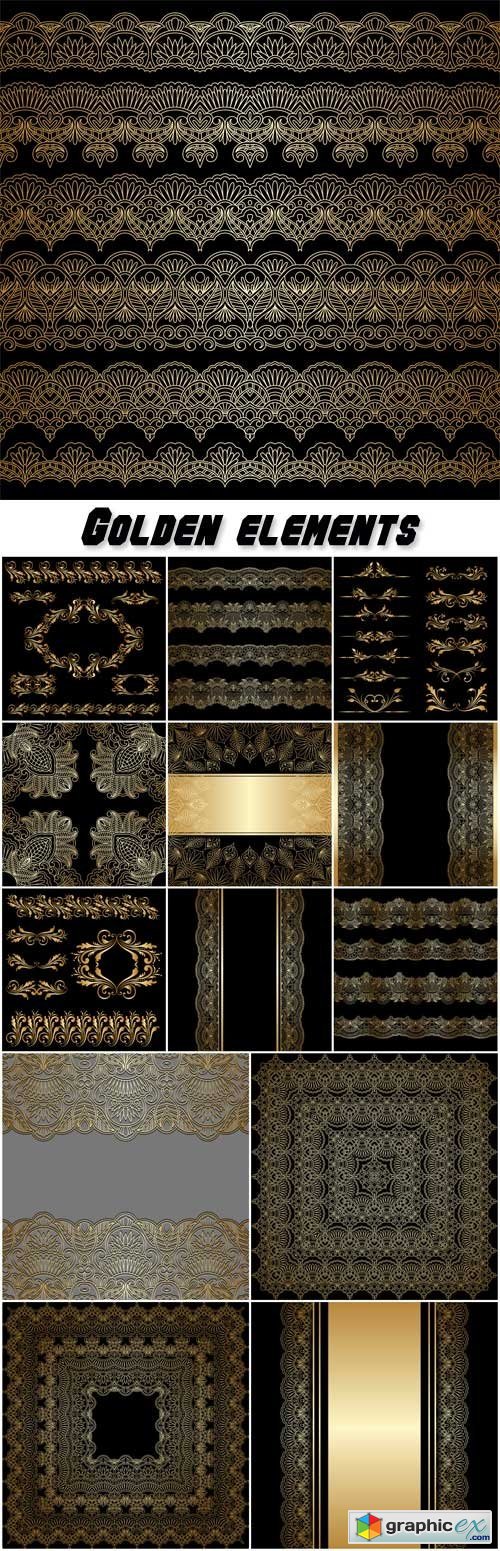 Golden elements in the vector, pattern, ornament, borders