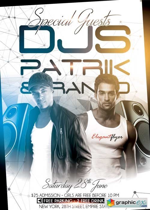 Special Guests DJs V5 Flyer PSD Template + Facebook Cover