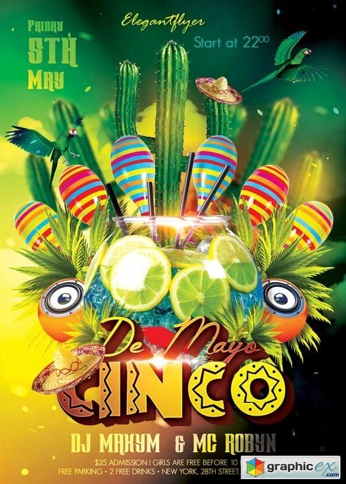 Cinco De Mayo V02 Flyer PSD Template + Facebook Cover