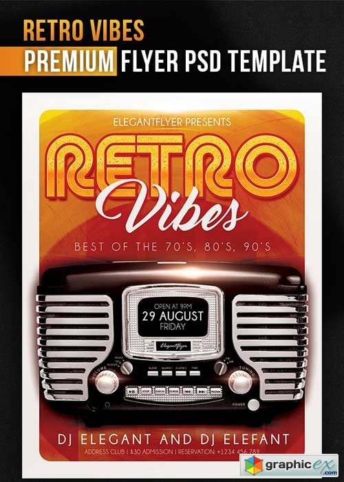 Retro Vibes  Flyer PSD Template + Facebook Cover