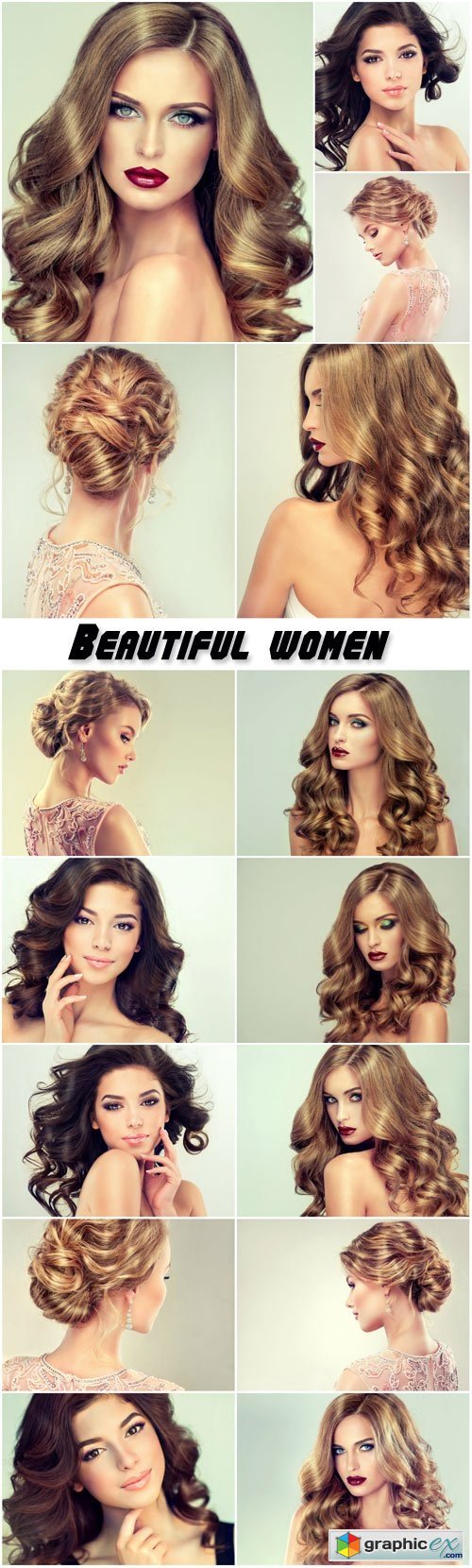 Beautiful women, trendy hairstyles, make-up