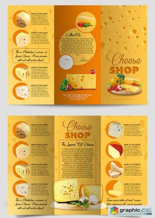 Cheese Shop Tri-Fold Brochure PSD Template