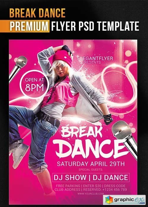 Break Dance  Flyer PSD Template + Facebook Cover