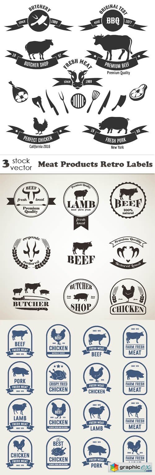 Meat Products Retro Labels