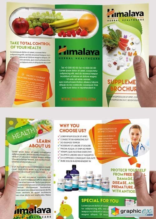 Health Supplement Premium Tri-Fold PSD Brochure Template