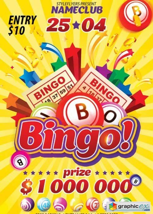 Bingo V1 PSD Flyer Template Free Download Vector Stock Image Photoshop Icon