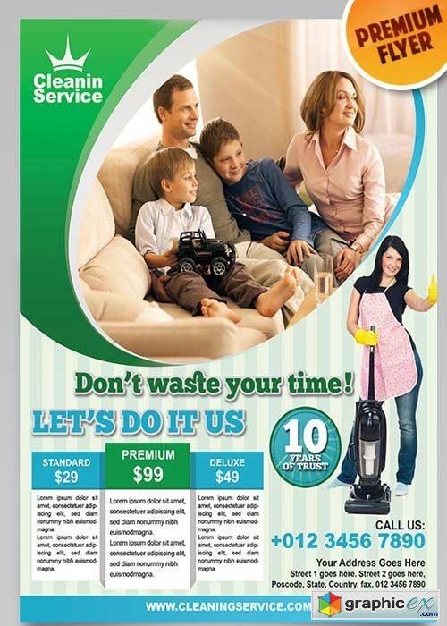 Cleaning Service Flyer PSD Template + Facebook Cover » Free Download