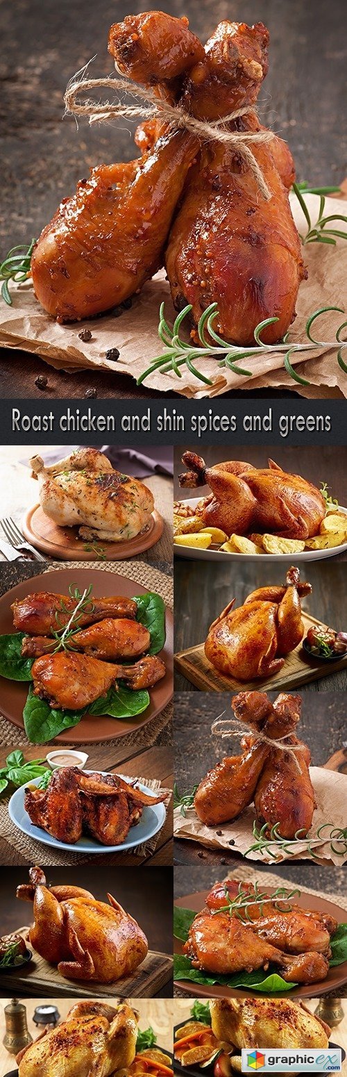 Roast chicken and shin spices and greens