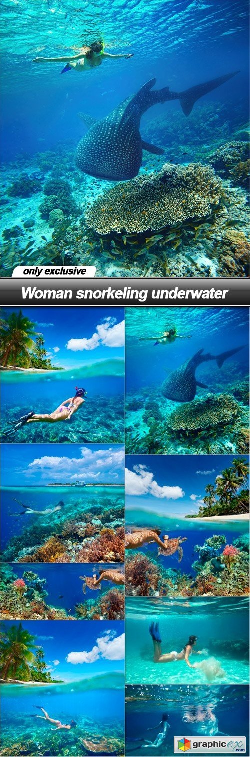 Woman snorkeling underwater - 8 UHQ JPEG