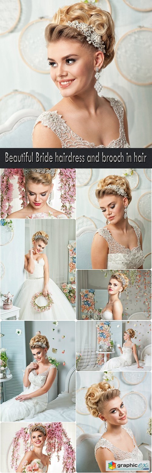Beautiful Bride hairdress and brooch in hair