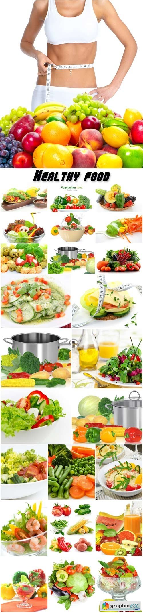 Healthy food, fruits and vegetables, vegetarian dishes