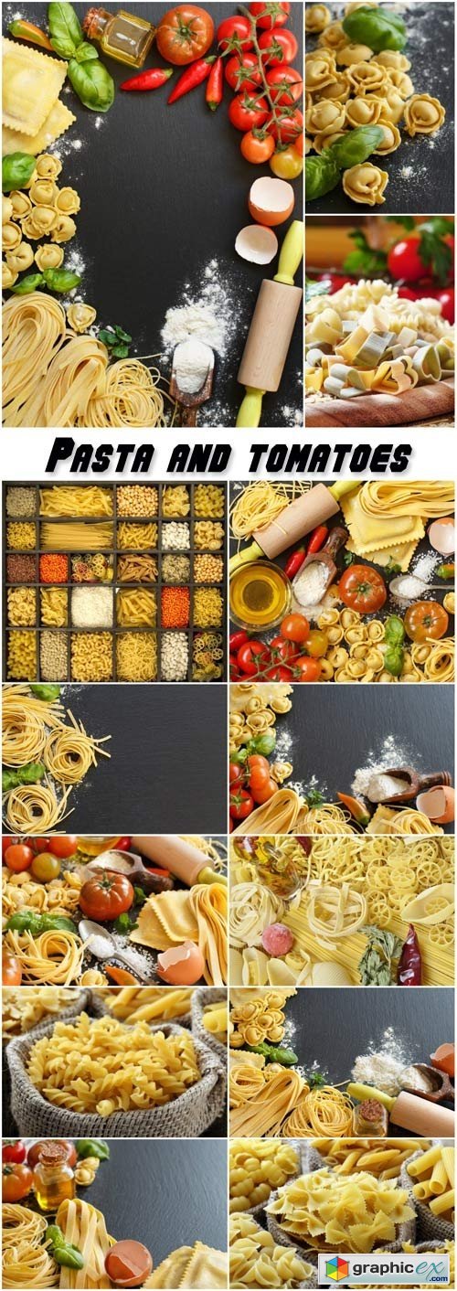 Pasta and tomatoes, flour products