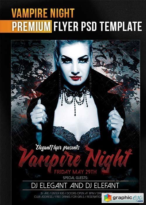Vampire Night Flyer PSD Template + Facebook Cover