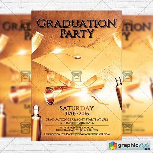 Graduation Party  Premium Flyer Template + Facebook Cover