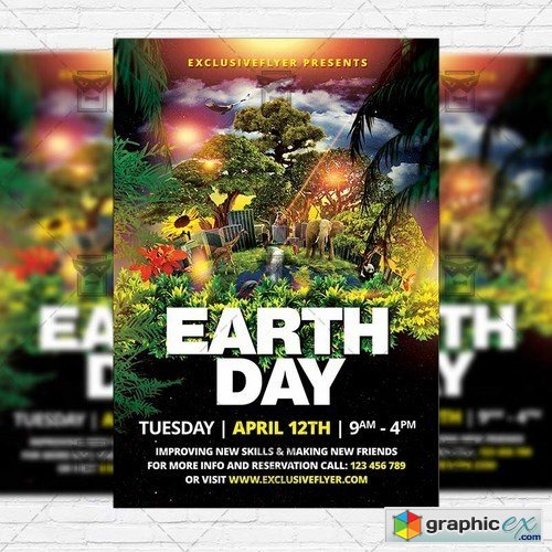 Earth Day Celebration  Club and Party Flyer PSD Template