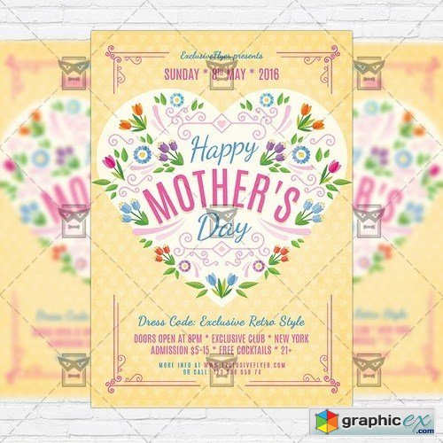 Happy Mothers Day  Premium Flyer Template + Facebook Cover