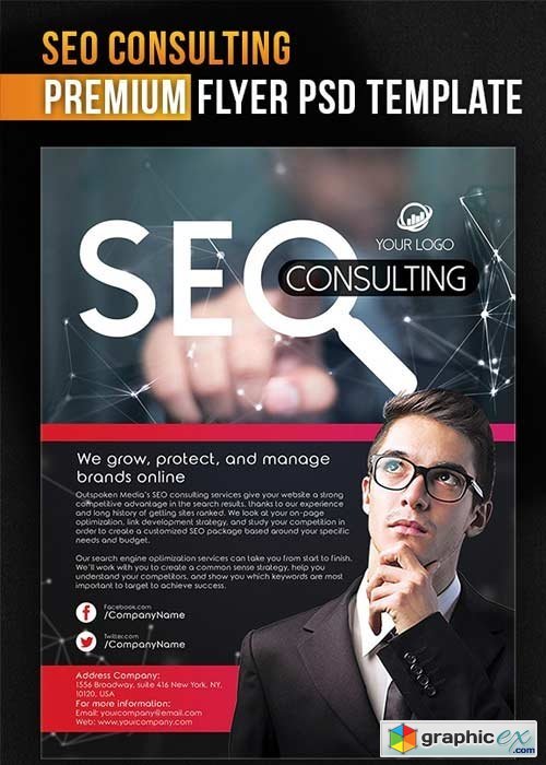 SEO Consulting Flyer PSD Template + Facebook Cover