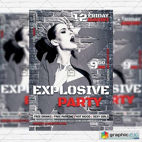 Explosive Party  Premium Flyer Template + Instagram Size Flyer