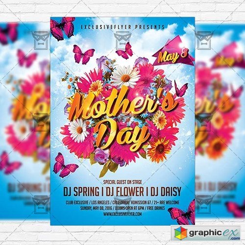 Mothers Day  Premium Flyer Template + Facebook Cover