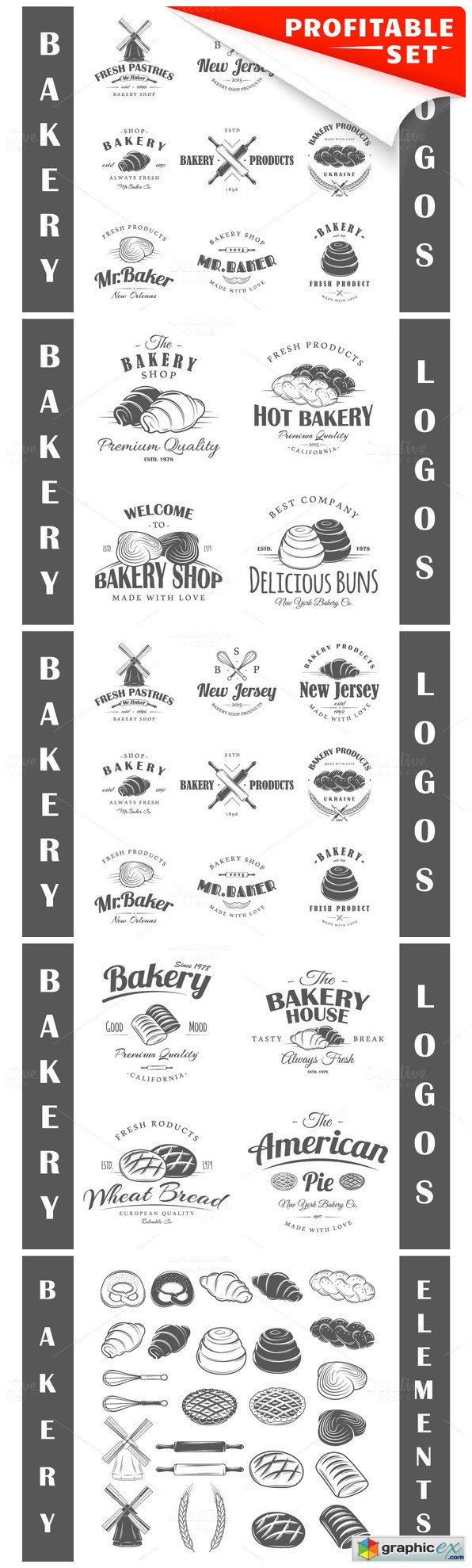 17 Bakery logos templates