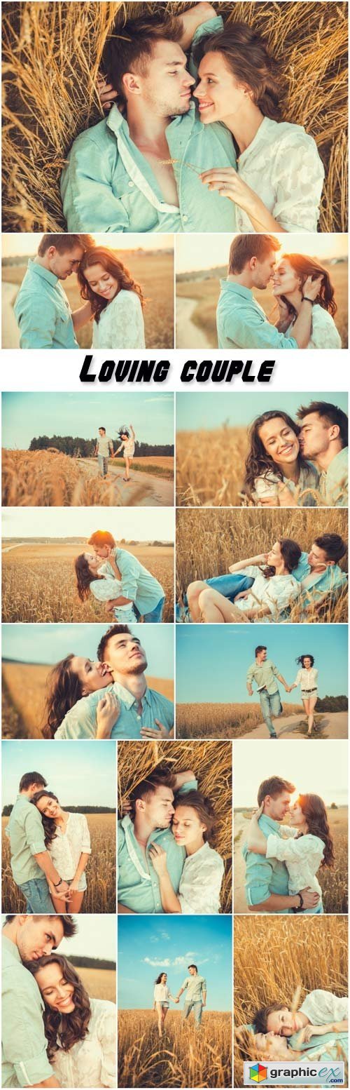 Loving couple in the wheat field