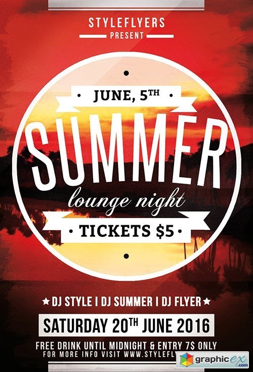 Summer Lounge Night PSD Flyer Template + Facebook Cover