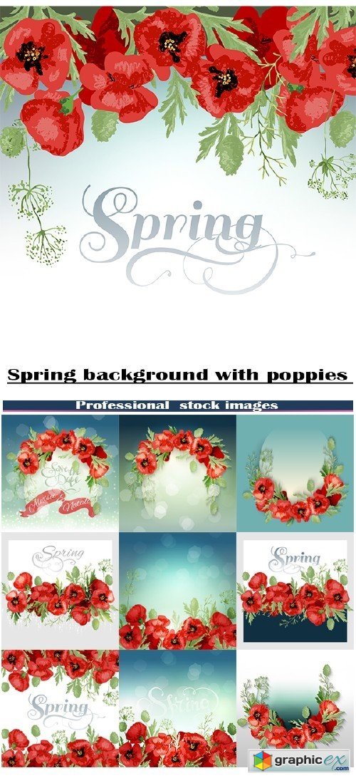 Spring backgrounds with poppies