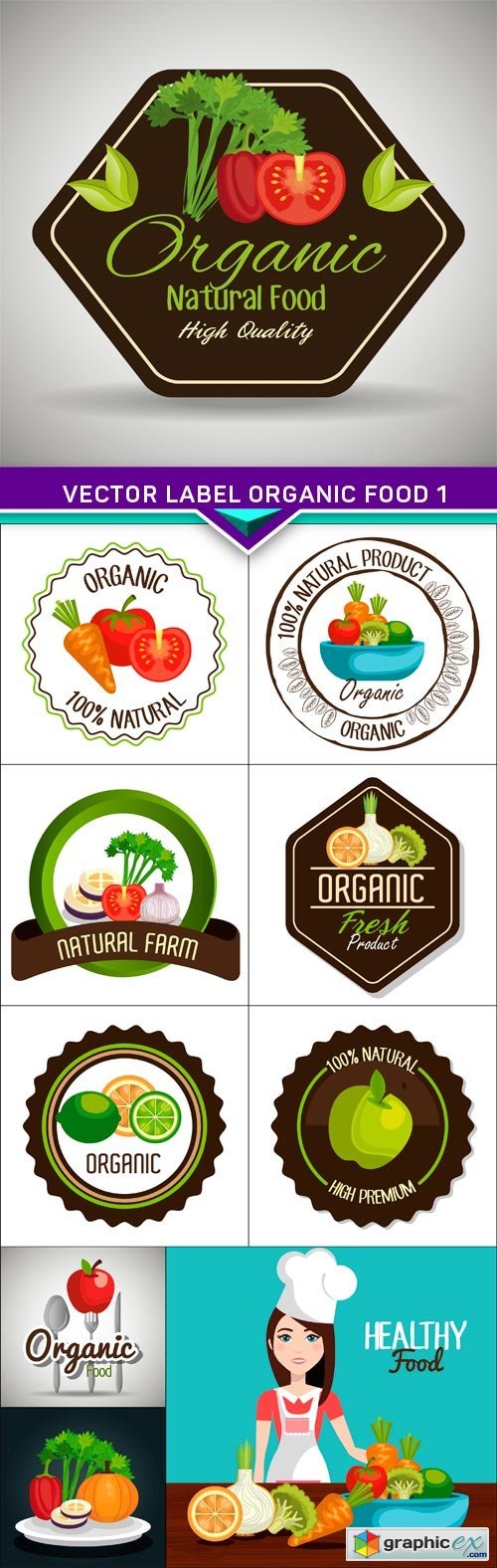 Vector label organic food 1 10x EPS