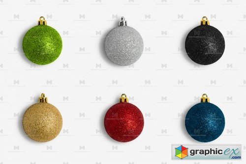 Christmas Colorful Ornaments Frosty Isolate