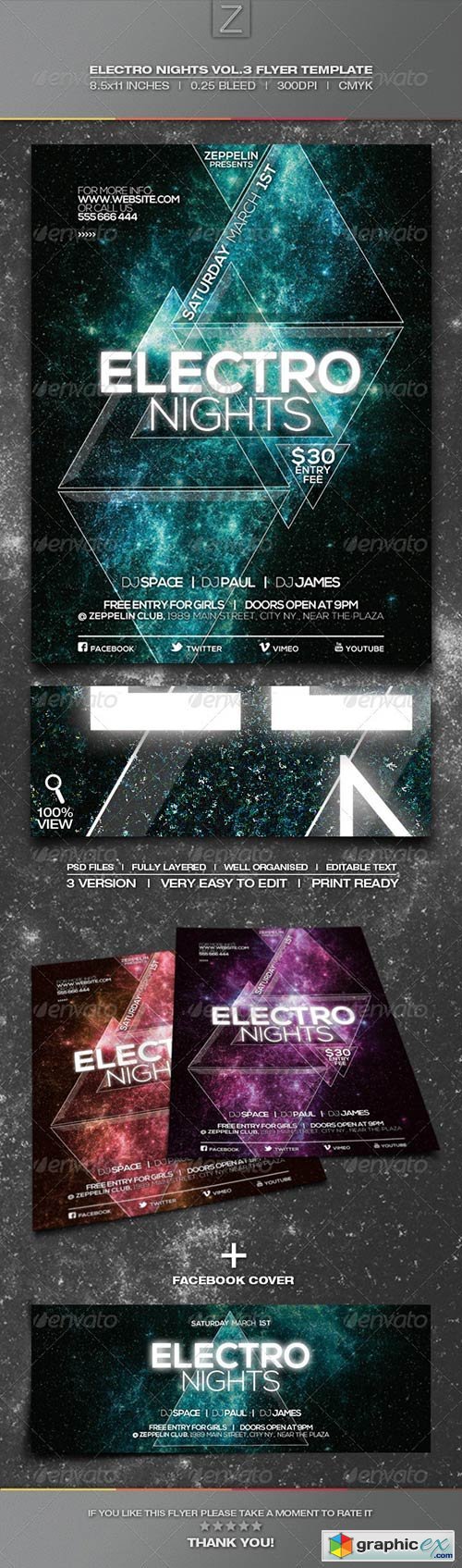Electro Nights Vol.3 Flyer Template