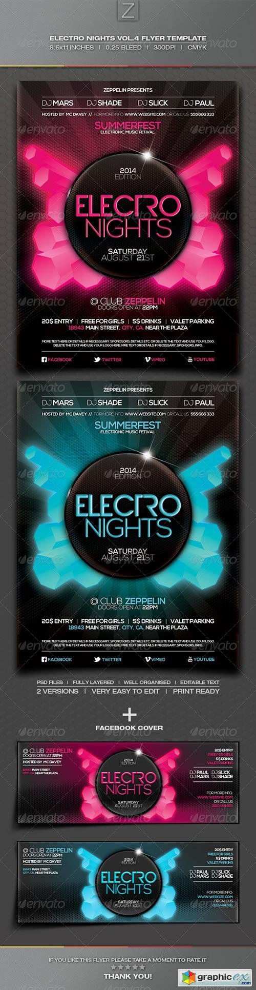 Electro Nights Vol.4 Flyer Template