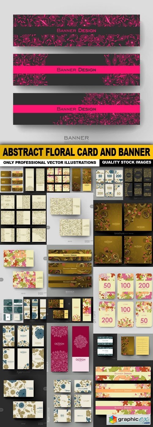 Abstract Floral Card And Banner