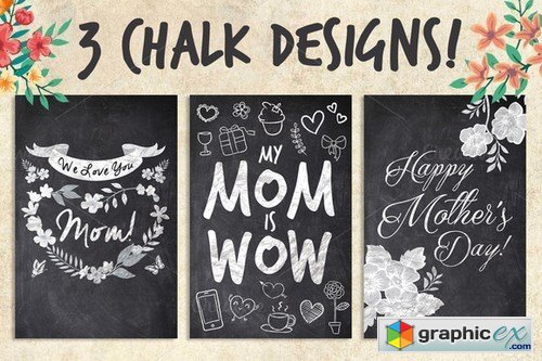 3 Chalk Mother's Day Cards 