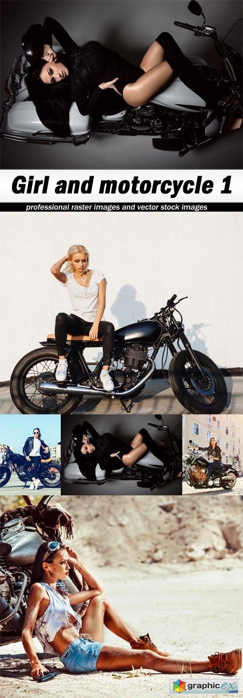 Girl and motorcycle 1-5xJPEGs