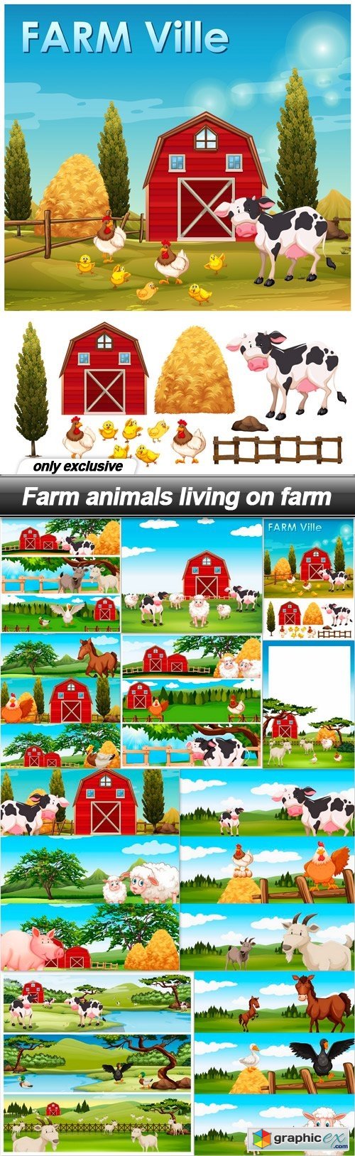 Farm animals living on farm - 10 EPS