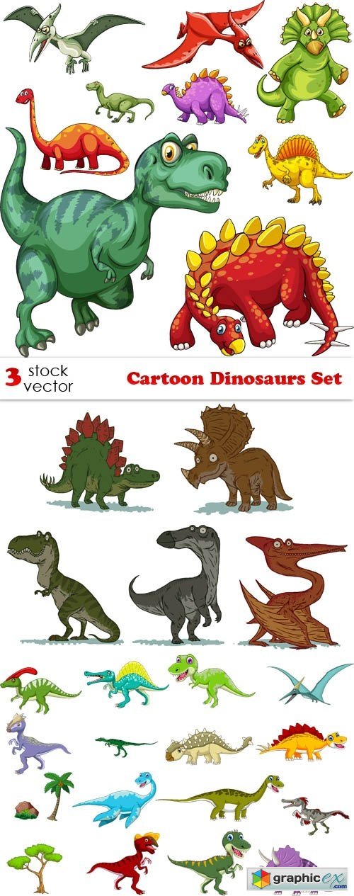 Cartoon Dinosaurs Set