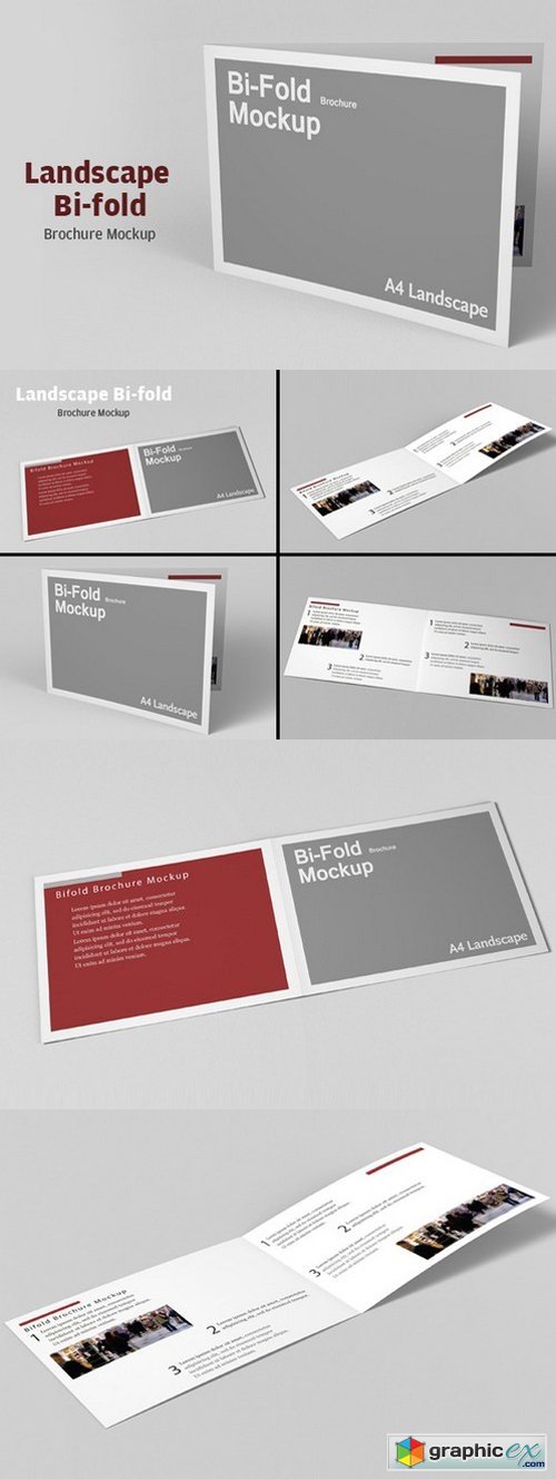 Landscape Bi-fold Brochure Mockup