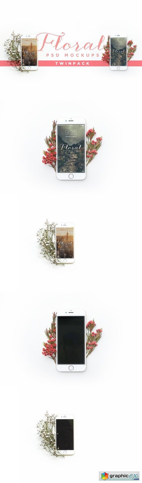 Floral iPhone Mockup Twin Pack
