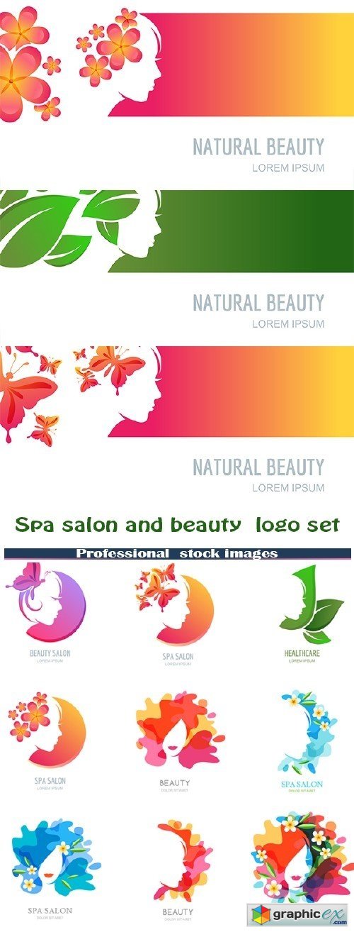 Spa salon and beauty logo set