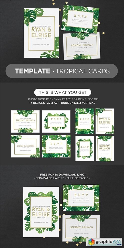 Template Tropical Cards
