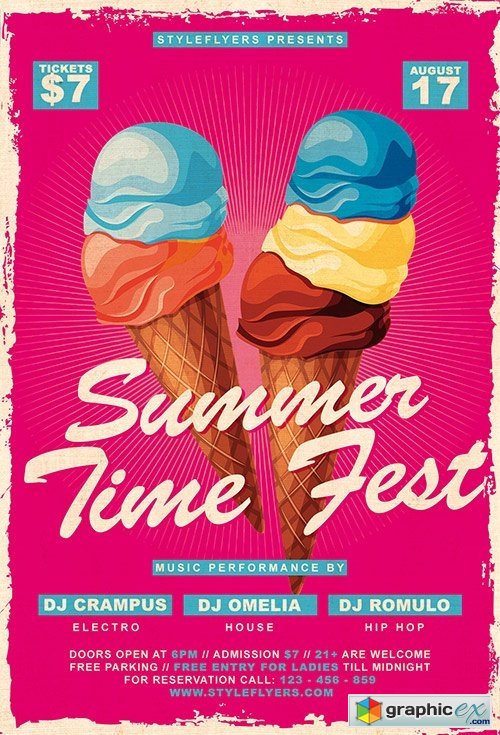 Summer time fest PSD Flyer Template + Facebook Cover