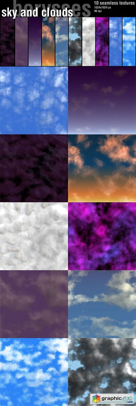 Sky and Clouds - 10 Seamless Textures