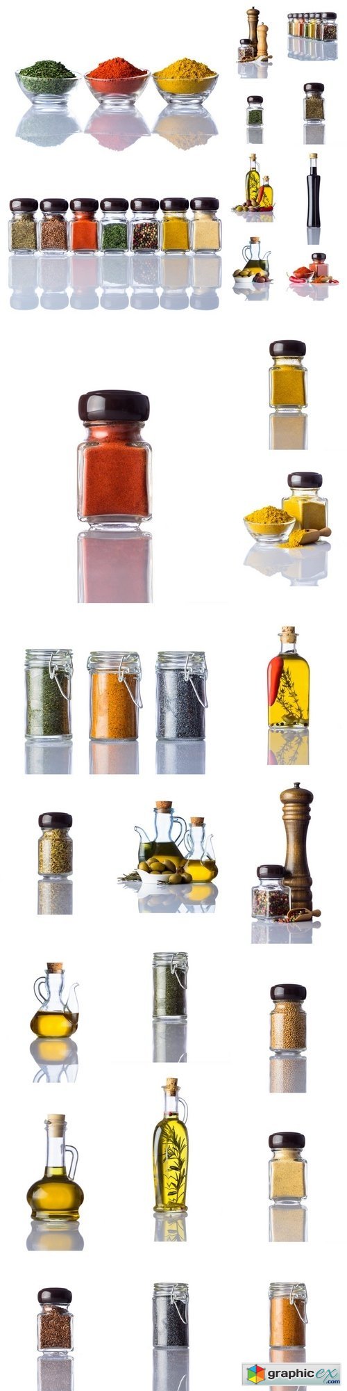 Spices in Jars on White Background
