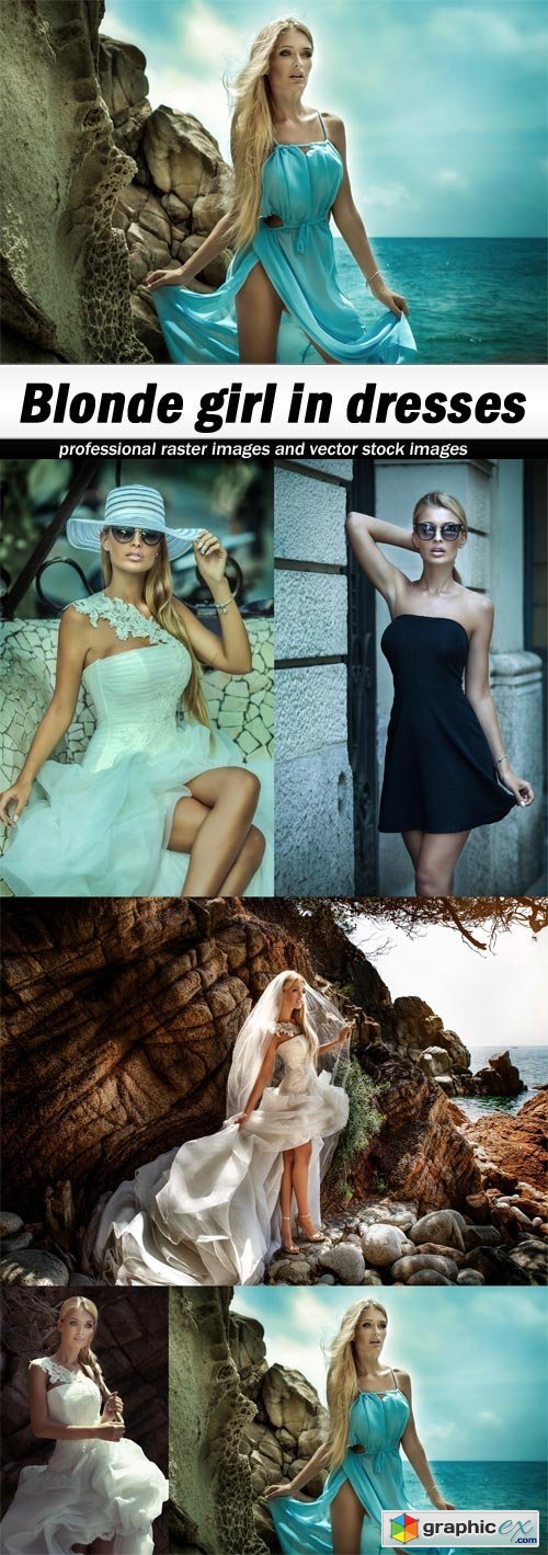 Blonde girl in dresses-5xJPEGs