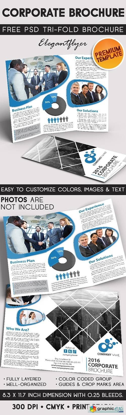 Corporate  Tri-Fold Brochure PSD Template + Facebook Cover