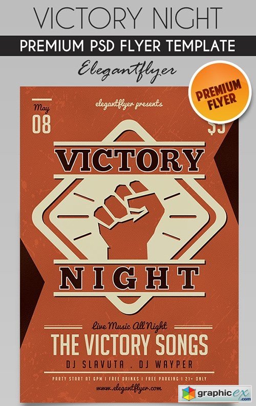 Victory Night  Flyer PSD Template + Facebook Cover