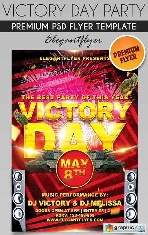 Victory Day Party  Flyer PSD Template + Facebook Cover