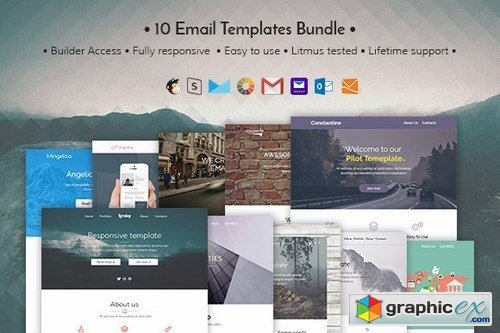 10 Email templates bundle + Builder