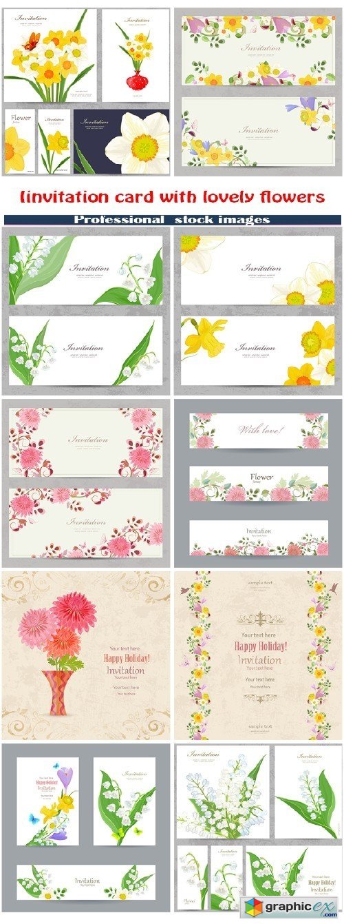 Iinvitation card with lovely flowers