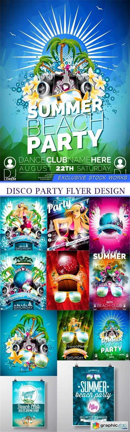 Disco Party Flyer Design 11X EPS